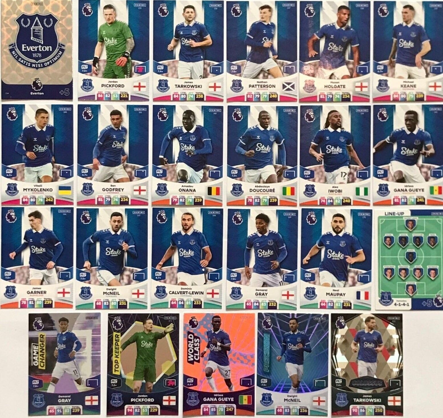Panini Premier League 2023 2024 Everton Base Team Cards