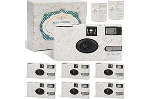 ENTALLOR 6 Pack Disposable Cameras for Wedding Bulk, 35mm Golden Rose Single-Use Film Cameras with Flash, One Time Cameras for Birthday Party Baby Shower Gathering Wedding, lSO 400 Film,17 Exposures