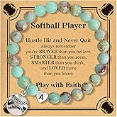 BAYLAY Softball Gifts for Teen Girls, Softball Bracelet Accessories Stuff for Women Players Team Lovers Teenage Girl Gift Heart Initial Bracelet Jewelry Birthday Gifts for Teen Girls Stocking Stuffers