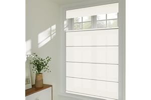 MoDanCeQ Cordless Top Down Bottom Up Roman Shades for Windows, No Fray 70% Blackout Roman Blinds for Living Room,Bathroom,Bedroom, Ṳv Protection, Privacy, Thermal Insulation, White,37" W x 56" H