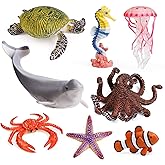 UANDME 8pcs Sea Animal Figures Realistic Ocean Animal Figurines Toy Playset for Kids Cake Toppers Decoration