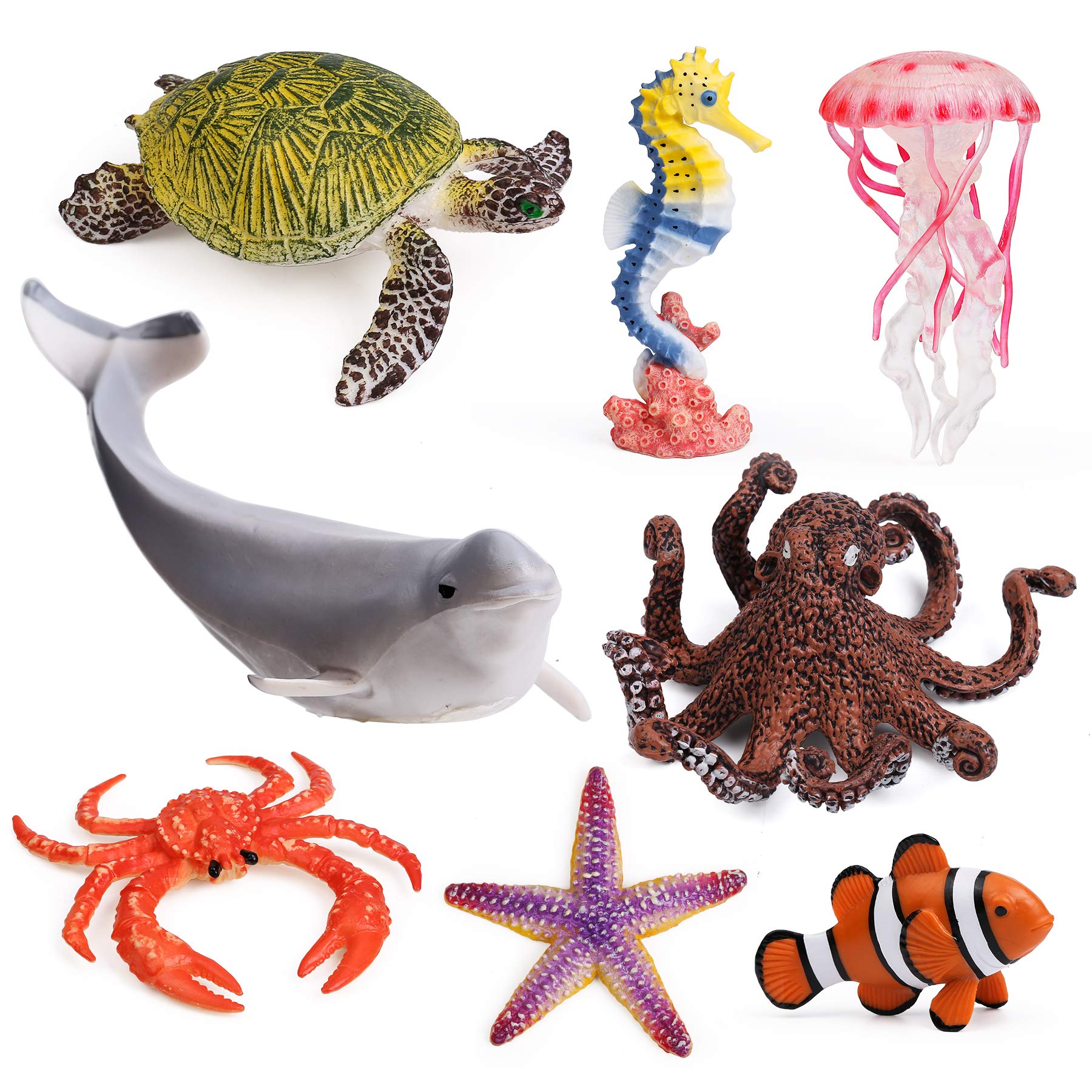 Photo 1 of UANDME 8pcs Sea Animal Figures Realistic Ocean Animal Figurines Toy Playset for Kids Cake Toppers Decoration