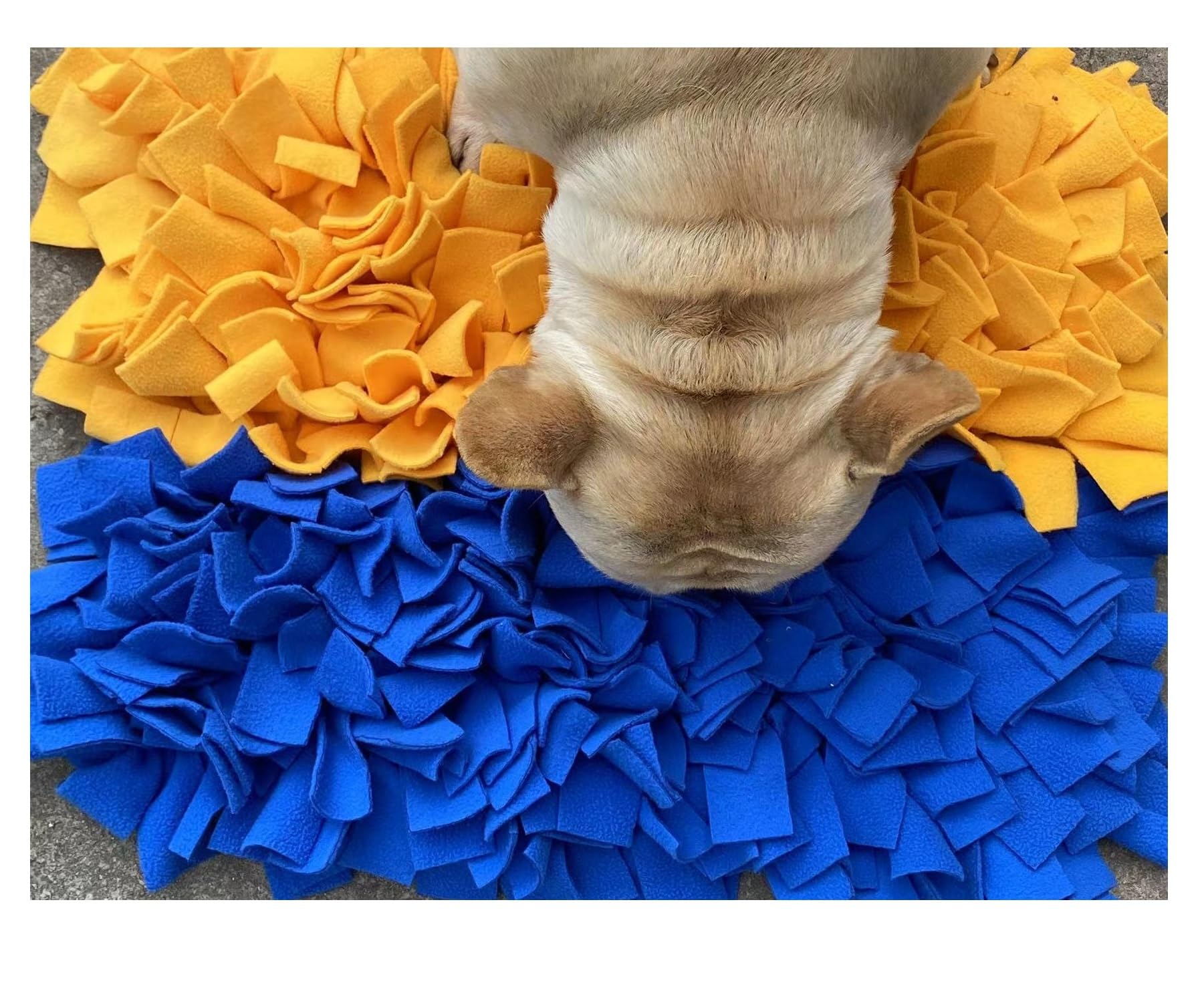 Ractangle 50x35cm Yellow and blue durable,washable thick snuffle mat, foraging mat for dogs