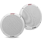 Pyle 6.5 Inch Dual Marine Speakers - 2 Way Waterproof and Weather Resistant Outdoor Stereo Sound System with 400 Watt Power, Polypropylene Cone and Butyl Rubber Surround - 1 Pair - PLMR605W(White)
