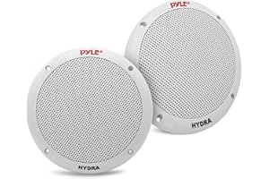 Pyle 6.5 Inch Dual Marine Speakers - 2 Way Waterproof and Weather Resistant Outdoor Stereo Sound System with 400 Watt Power, Polypropylene Cone and Butyl Rubber Surround - 1 Pair - PLMR605W(White)