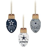 FOCO Dallas Cowboys NFL 3 Pack Wooden Holiday Lights Ornament Sett