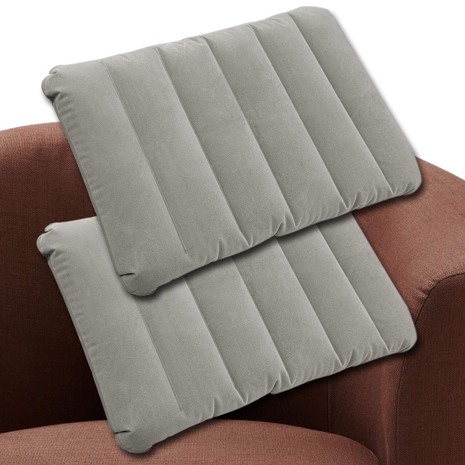 SYCOTEK Back Pillow Travel Pillow Inflatable Back & Seat Cushion 2 Pack, Grey