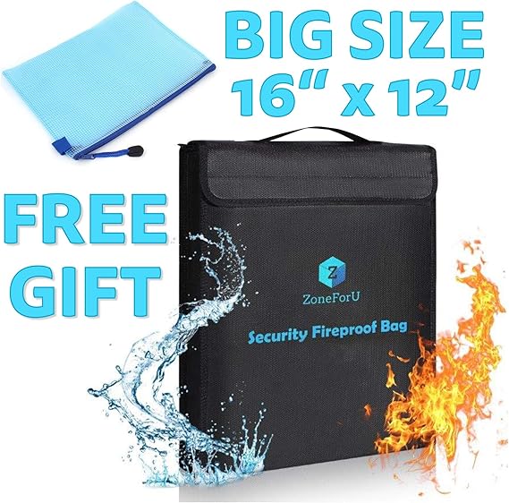 Fireproof Bags, XL Fireproof Document & Money Bags, U