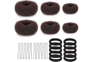 Asltw 36 Pieces Hair Styling Accessory Kit: Donut Bun Makers, Hair Rings for DIY Hairstyles, Twist Accessories for Girls and Women (Brown)