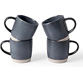 famiware Coffee Mugs Set of 4, Milkyway 13 oz Mug Set, Ceramic Cup Set with Handle for Coffee, Tea, Cocoa, Milk, Matte Dark Charcoal