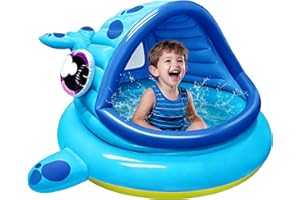 JOYIN Inflatable Shade Kiddie Pool,Whale Baby Pool Tent, Infant Swimming Pool for Kids （54" x 56" x 28"）,Blow Up Toddler Pool for Swim Party Toys Summer Water Beach Fun