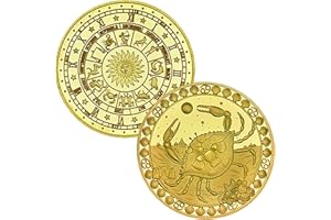 GIMILANG 12 Constellation Challenge Coin Gold-Plated Lucky Coin, Birthday Present Gift for Him or Her (Cancer)