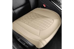 EIFBRISA Car Seat Cover Front PU Leather Seat Covers, 2Pcs Universal Bottom Seat Covers for Cars, Anti-Slip, Storage Bags,Full Wrapping Edge Fits 95% of Vehicles(1 Pair, Beige)