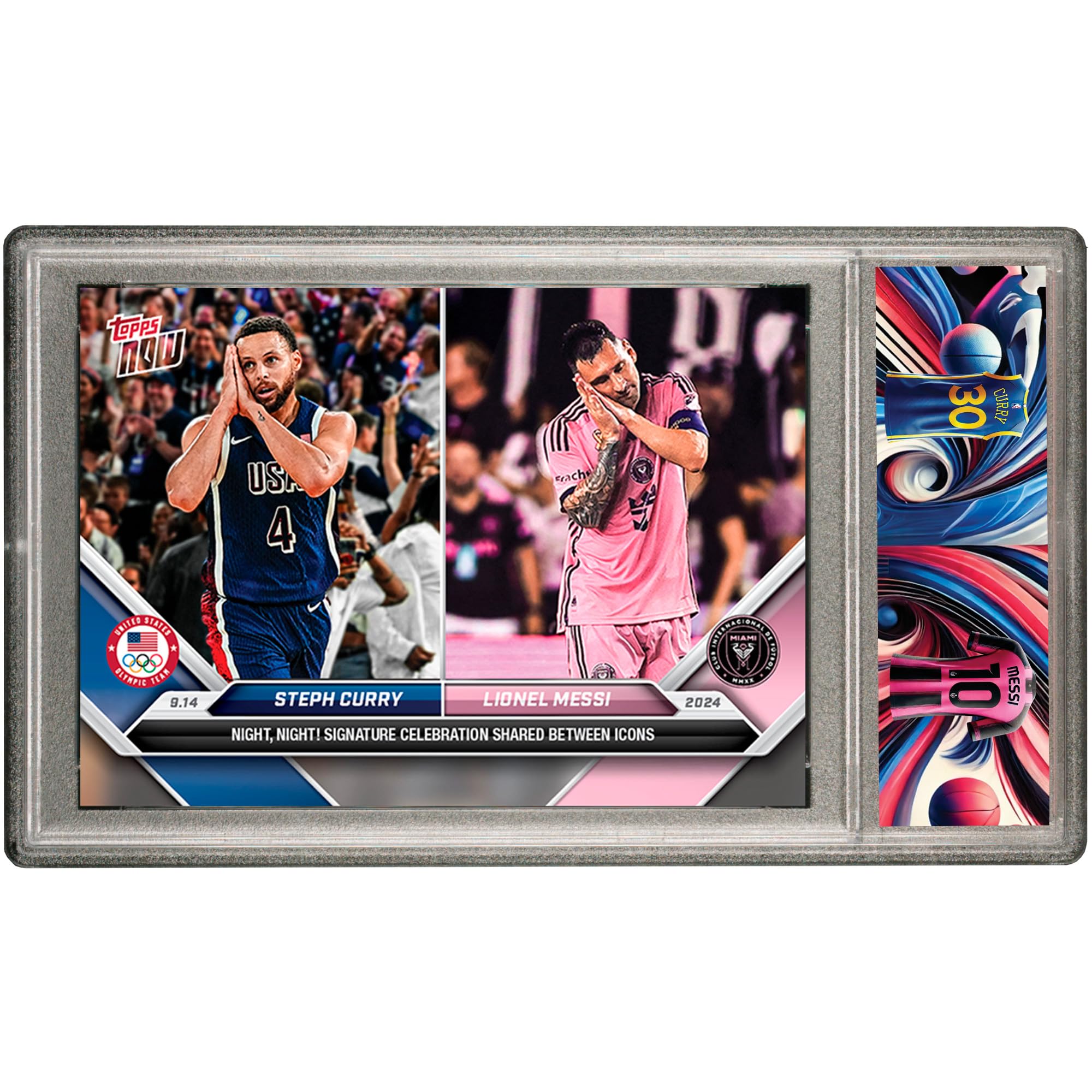 Collectible Football Cards with Protective Design Slab PSA (Curry/Messi)