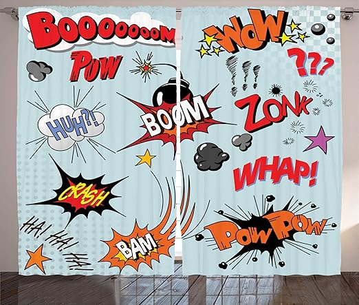 Amazon Com Ambesonne 1950s Curtains Comic Book Style Cartoon