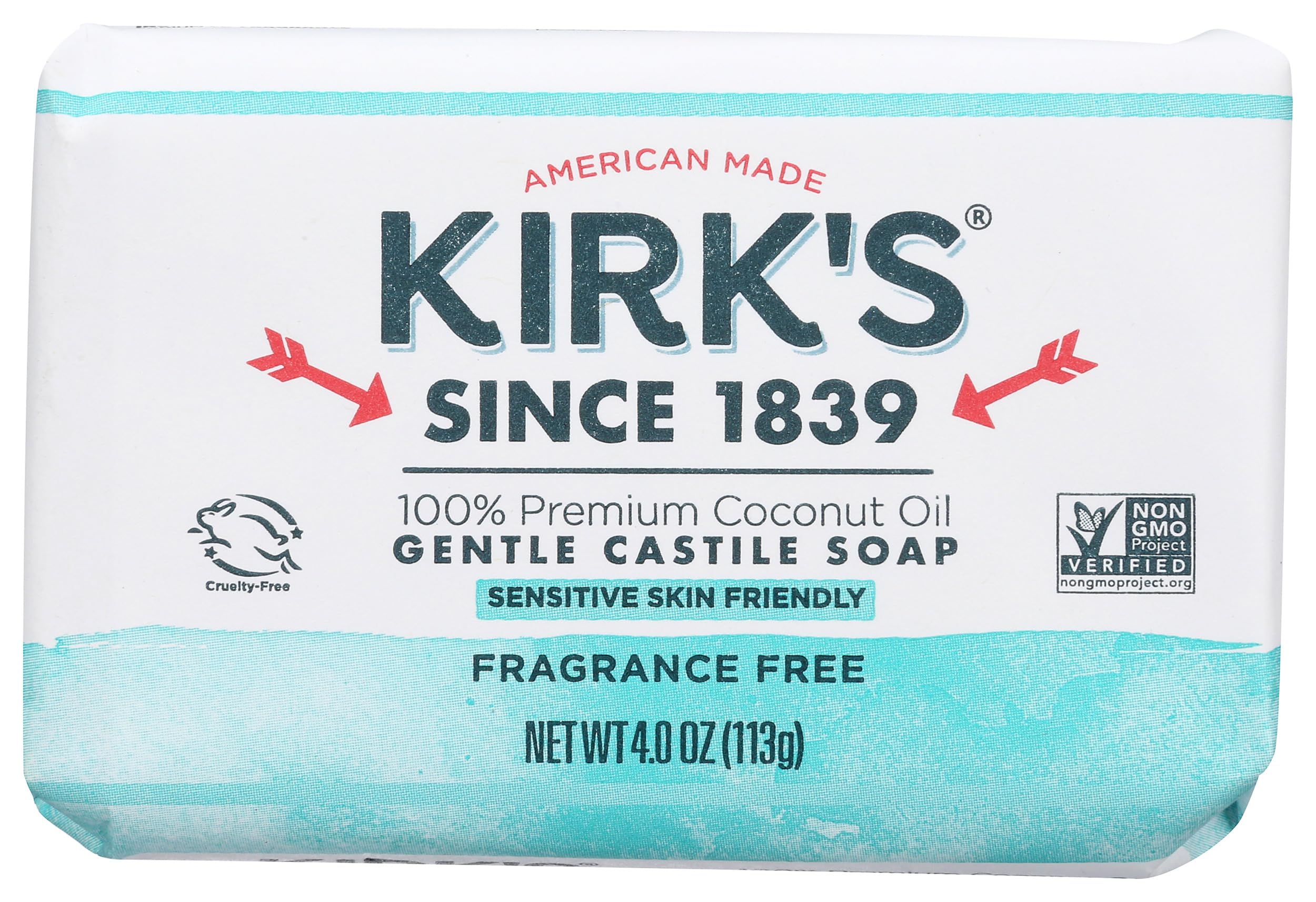 Kirk's Natural Original Coco Castile Soap Fragrance Free, 4 Ounce