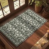 Youime Dark Green Entryway Rug 2x3 Machine Washable Small Area Rug TPR Non Slip Ultra Soft Front Dog Door Mat Floral Rug Indoor Entrance Carpet for Laundry Room Kitchen Kids Room Bathroom