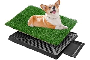 HOXPETY Dog Potty with Pull-Out Tray, Upgrade Puppy Training Grass Pad, 3-Tier Design for Easy Cleaning, Artificial Grass Bal