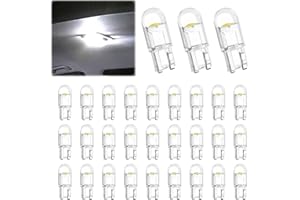 ECOCSTM 30 PCS Car 194 LED Bulbs, 168 2825 W5W T10 Wedge COB LED Replacement Bulb, 6000K License Plate Light Bulb, Error Free Interior Bulb for Dashboard Light, Dome Lights,License Plate Lights (White)