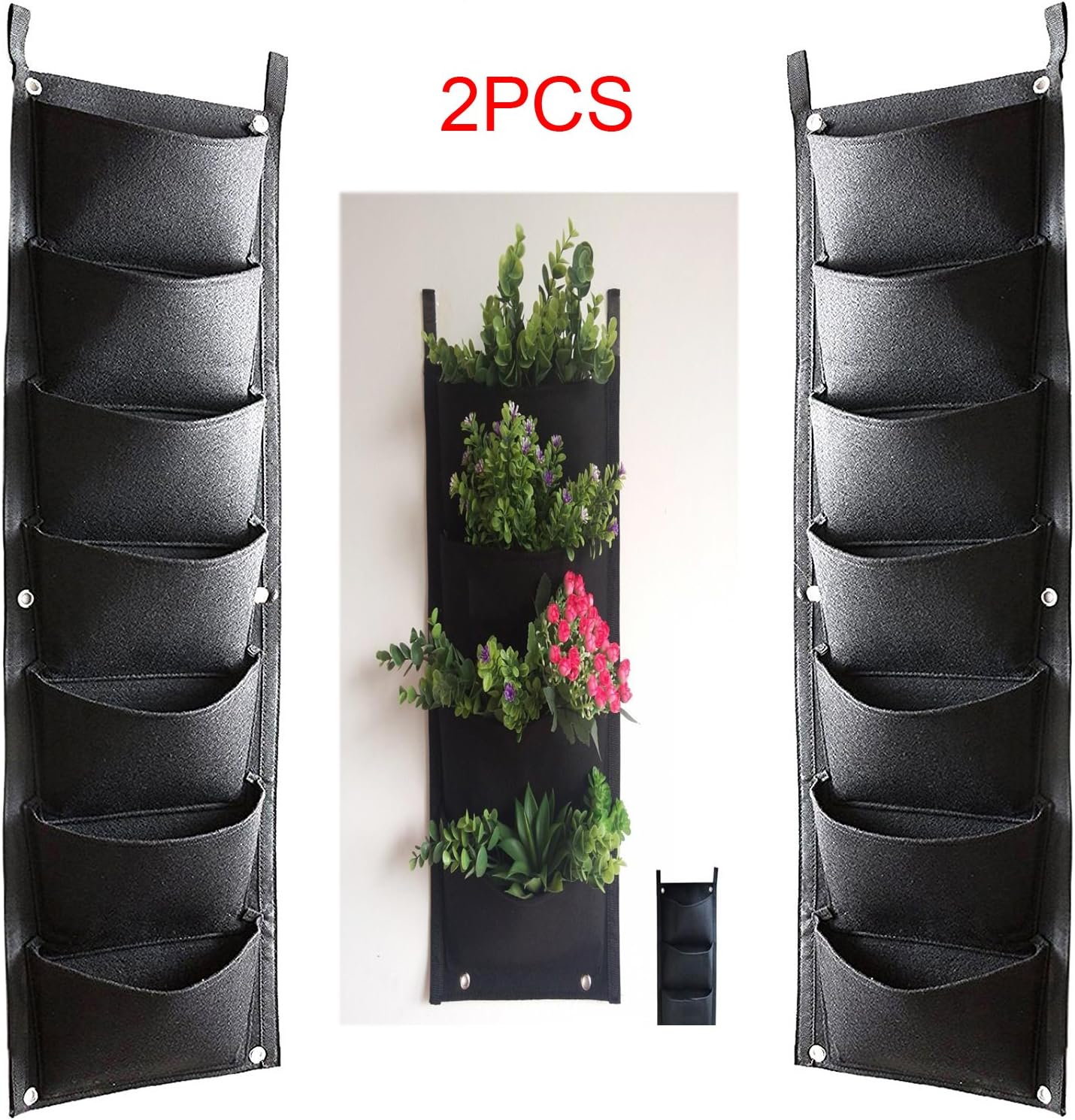 HIMM - 7 poches murales verticales pour plantation - Décoration idéale pour votre jardin ou maison