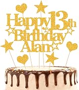 EDSG Personalised Happy Birthday Cake Topper Multicolour Glitter Gold