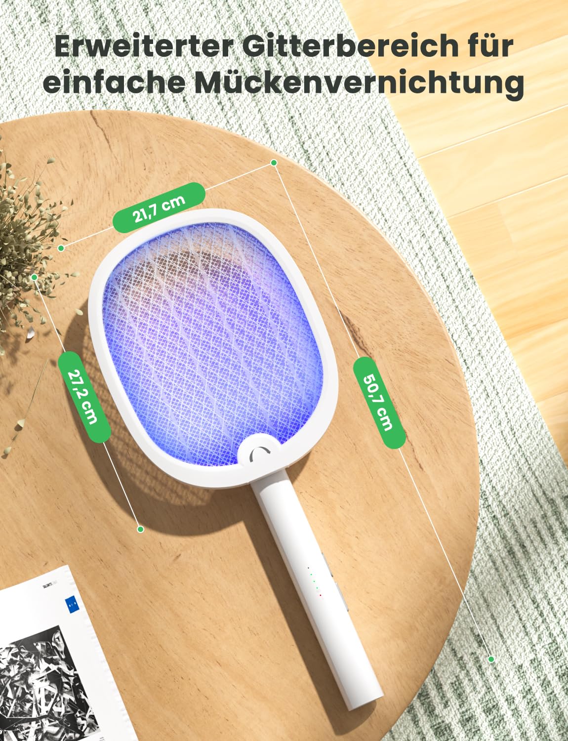 YISSVIC Elektrische Fliegenklatsche Extra Stark klappbar 2in1 Weiß 2 STK 2