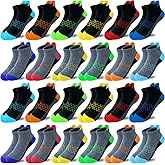 Tsmollyu Boy Socks 24 Pairs Half Cushioned Low Cut Sock Ankle Athletic Sports Sock For Little Big Kids Age 3-14
