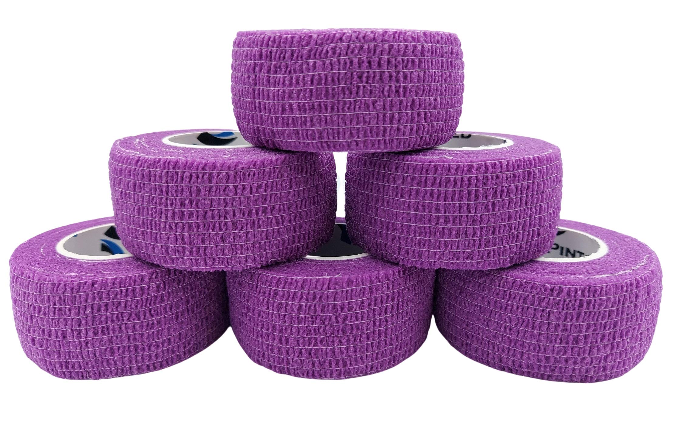 PintoMed – 6 X Purple X 2.5CM X 4.5M - Cohesive Bandage Stretched, Self-Adhesive Flexible Bandages, First Aid Sports Wrap Bandages Pack Individually for Medical, Sports and Veterinary use.