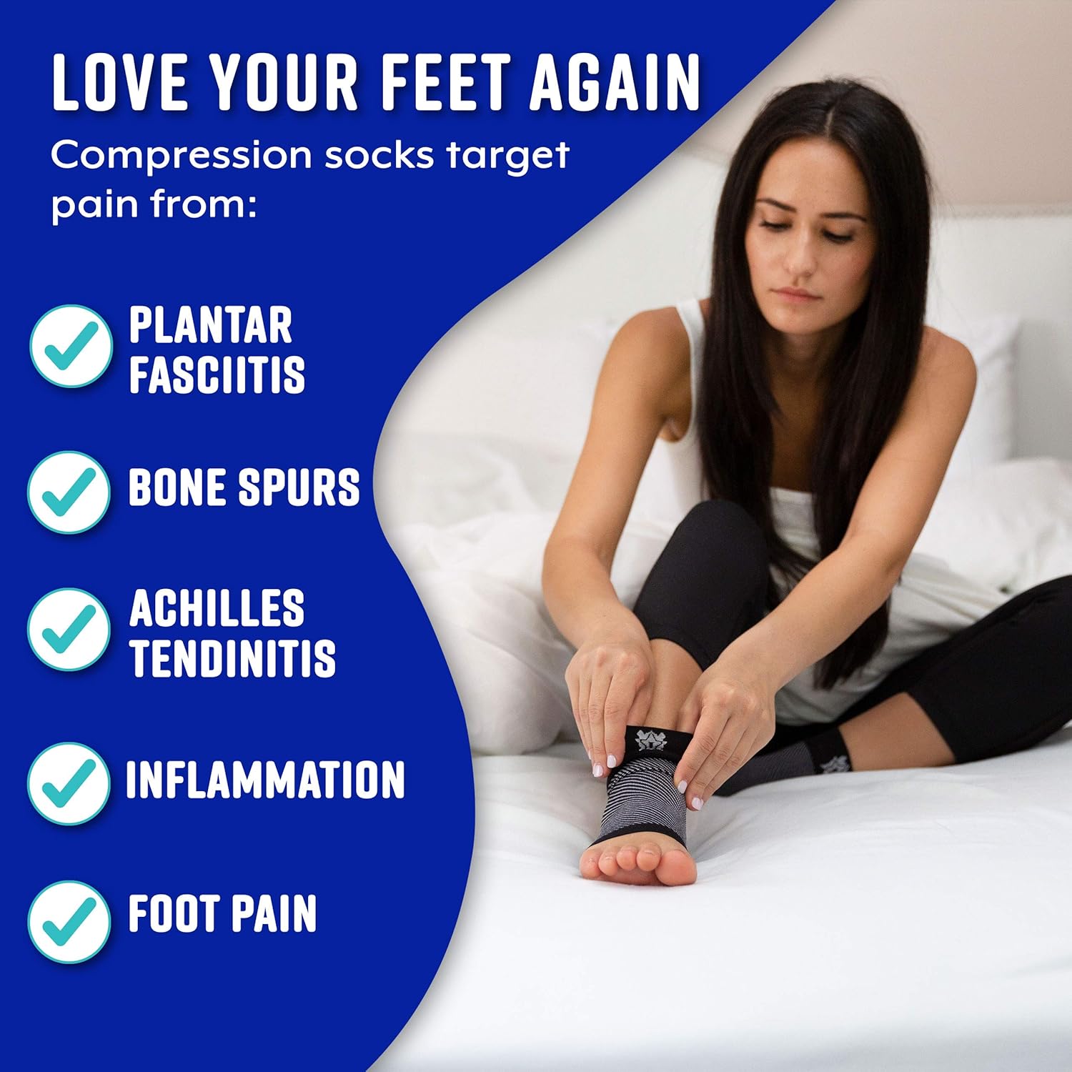 Plantar Fasciitis Socks, Compression Foot Sleeves with Arch Support for Men and Women, Black, Large: Health & Personal Care