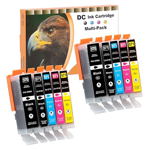 D&C 10Set Druckerpatronen komp. für Canon Pixma PGI-570 CLI-571 MG5750 MG5751 MG5752 MG5753 MG6850 MG6851 MG6852 MG7750 MG775