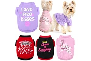 Yikeyo Set of 4 Dog Shirt for Small Dog Girl Puppy Clothes for Chihuahua Yorkies Bulldog Summer Pet Outfits Female Outfits Tshirt Apparel (4PC, Large)