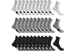 33 Pairs Men Mid Cut Training Athletic Sports Socks - Breathable Non-Binding for Men, Women, Teens