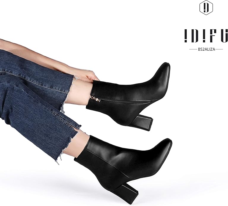 IDIFU Womens Fashion Square Booties