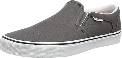 Amazon.com | Vans Asher Skate Shoes Slip-On Pewter/White | Fashion Sneakers