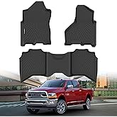 All Weather Floor Mats for 2013-2018 Dodge Ram 1500/2500/3500 Crew-Cab, 2019-2024 for Dodge Ram 1500 Classic Crew Cab, TPE Floor Liners Anti-Slip Full Set Mats for 1500/2500/3500 Accessories