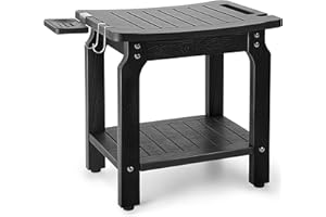 ETECHMART HIPS Shower Bench Seat, Shower Stool for Inside Shower, Bathroom Bench with Storage for Shaving Legs, Waterproof Bath Chair（Black）