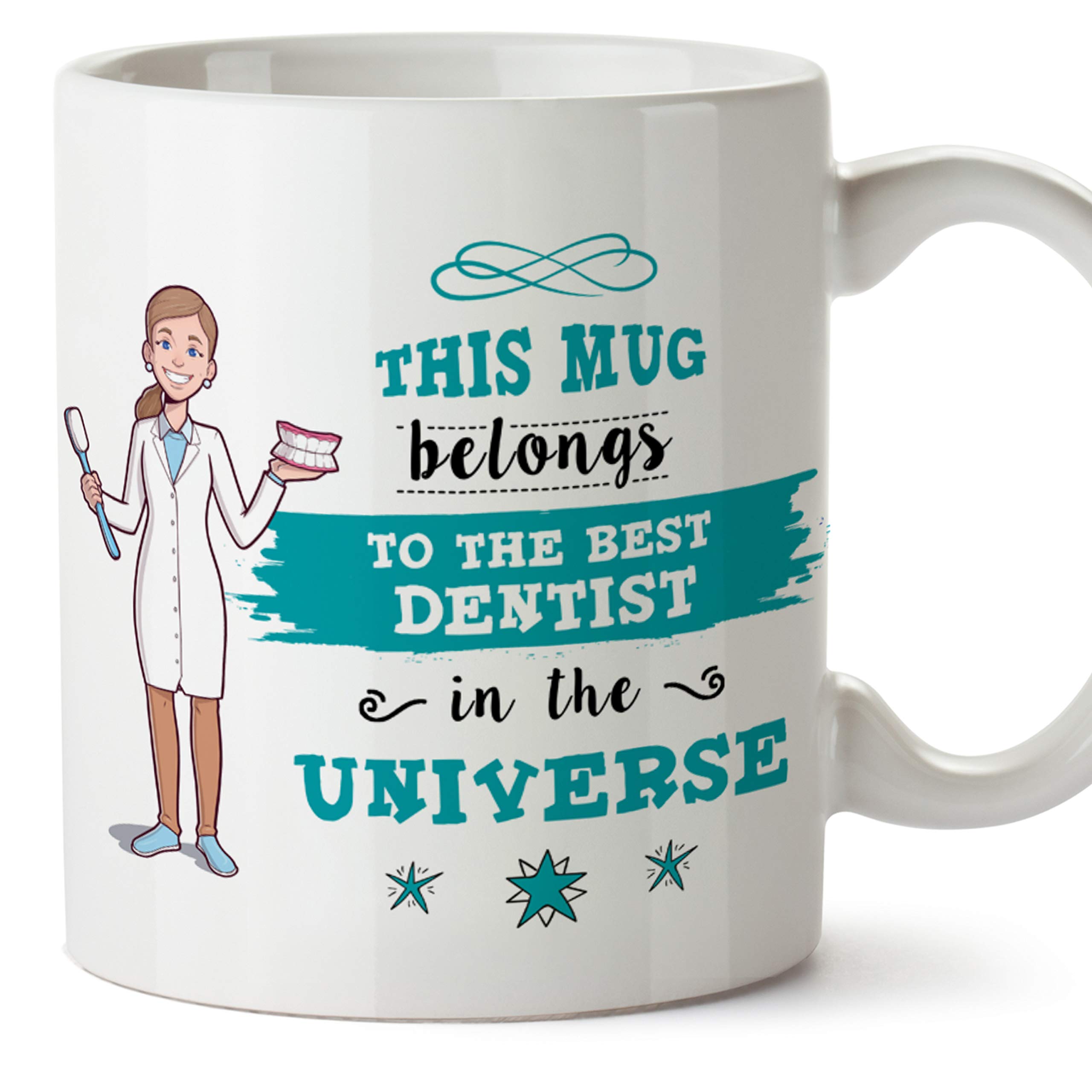 MUGFFINS Dentist Mug - "Universe's Best Dentist" - Funny Odontology Gift/Present - Tea/Coffee Ceramic Cup 11oz — image 1