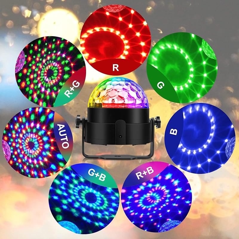 Discokugel, 360° Rotierende Musik Activated Discolicht LED Partylicht