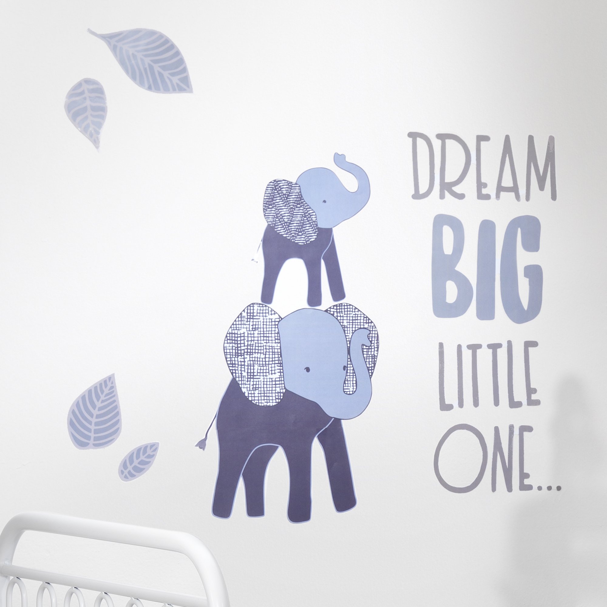 Lambs & Ivy Indigo Elephant Musical Mobile, Blue/White Baby