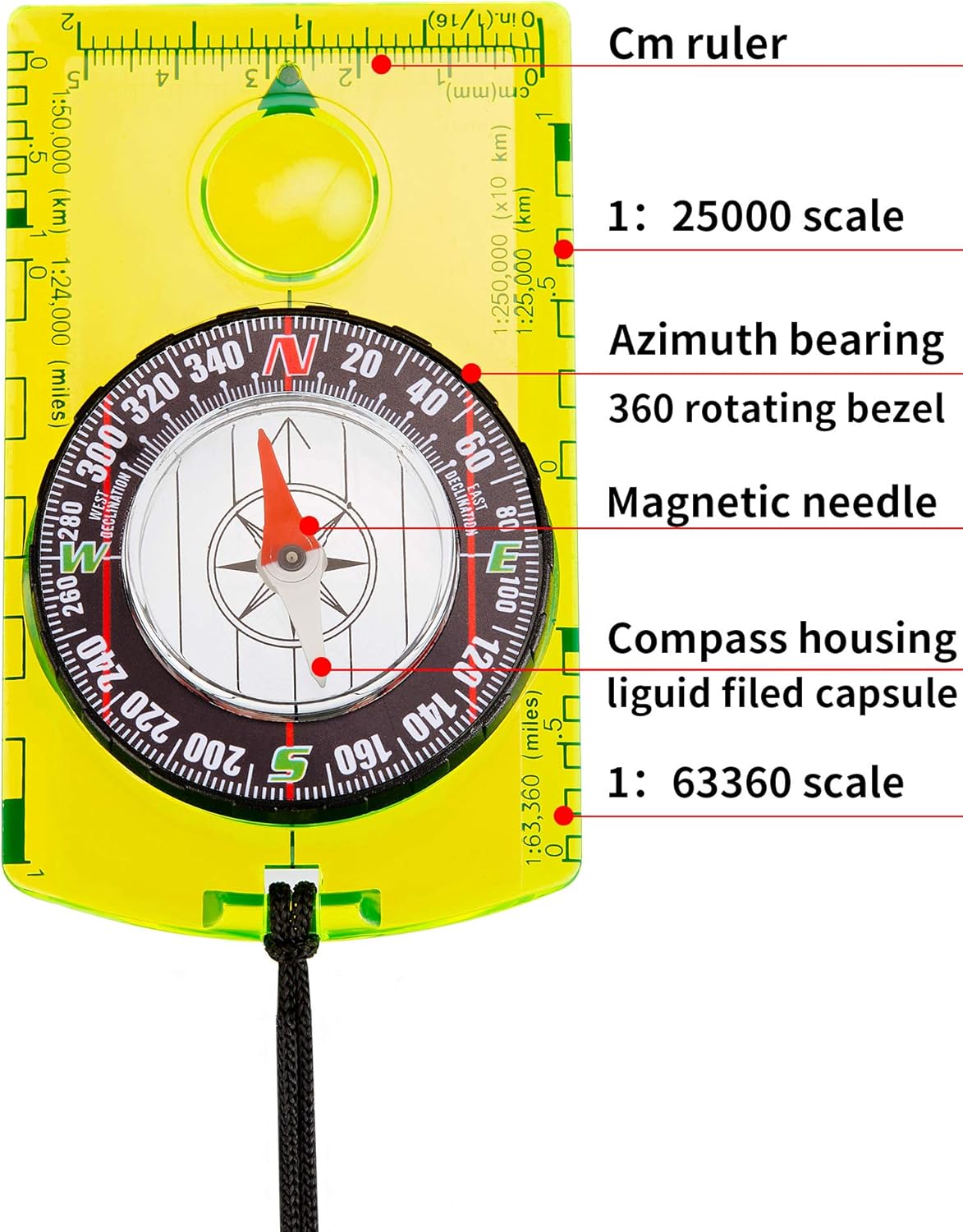 Gejoy 6 Pieces Navigation Backpacking Compass Orienteering Hiking Compass Adjustable Map Reading Compass for Boy Scout Kids Outdoor Camping (Style 1) : Sports & Outdoors