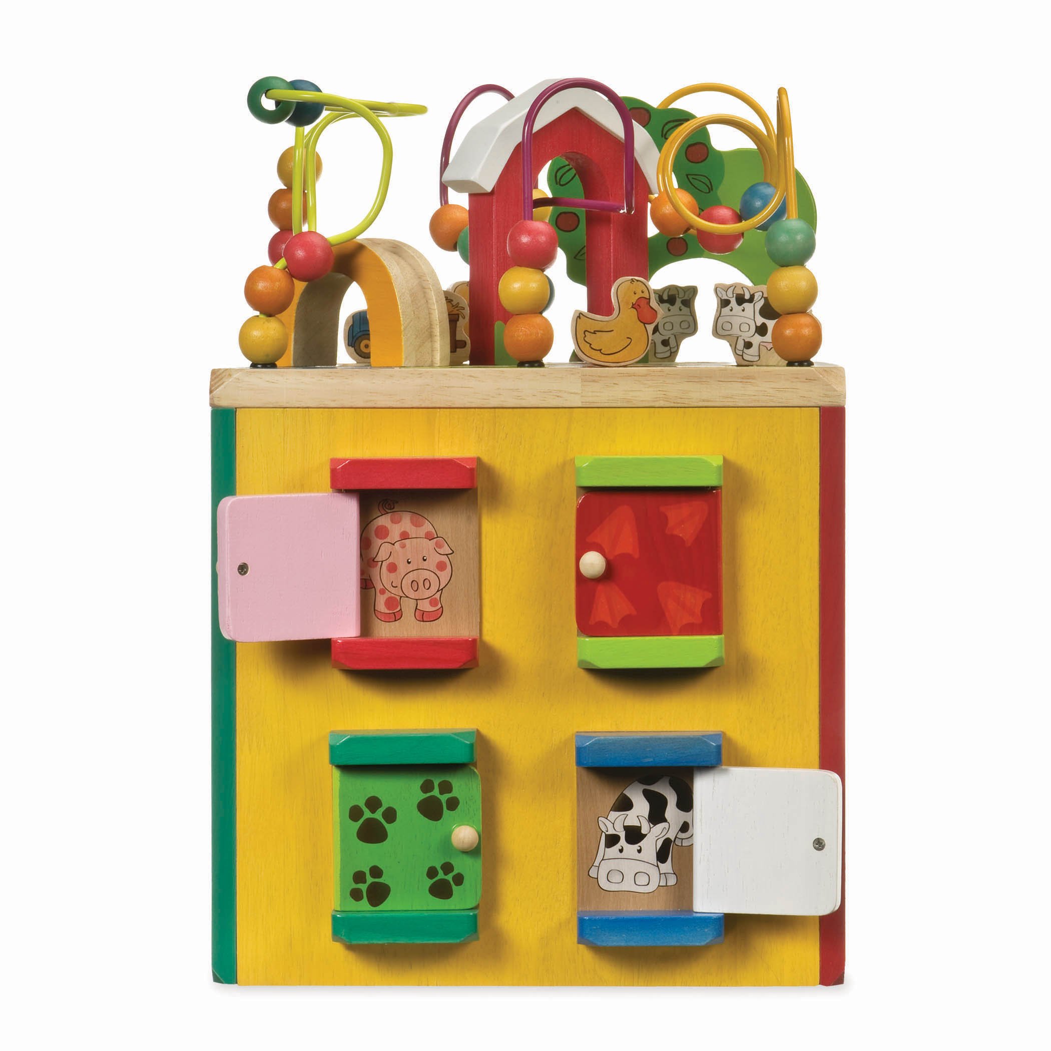 Battat Wooden Activity Cube Discover Farm Animals Activity Center