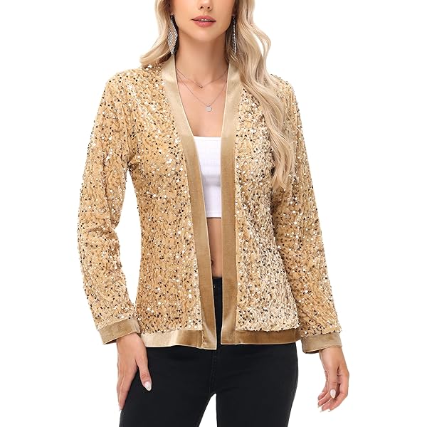 Cicy Bell Amazon Cicy Bell Women's Sequin Shiny Blazer Casual