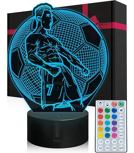 Magiclux Ice Hockey Night Light – 16 Colors Changing, Dimmable With Remote, 3D Illusion Lamp For Fans, USB/Battery