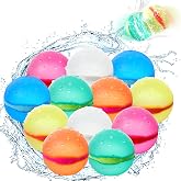 12 Pcs Reusable Water Balloons, Self-Sealing Refillable Water Balls, Pool Toys for Kids Ages 4-14, Pool Beach & Outdoor Water