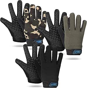 Taurlity 3 Pairs Kids Cycling Gloves Full Finger Bike Gloves Children Sport Gloves Non-Slip Breathable Children Fishing Gloves for Outdoor Sports Riding Fishing Climbing