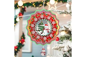 BESTMAL Christmas Wind Spinners, Christmas Decor, Gifts for Women Mom Grandma Wife, 12 inch Metal 3D Kinetic Christmas Wind Spinner, Hanging Wind Spinners Indoor Outdoor Christmas Decorations Ornaments