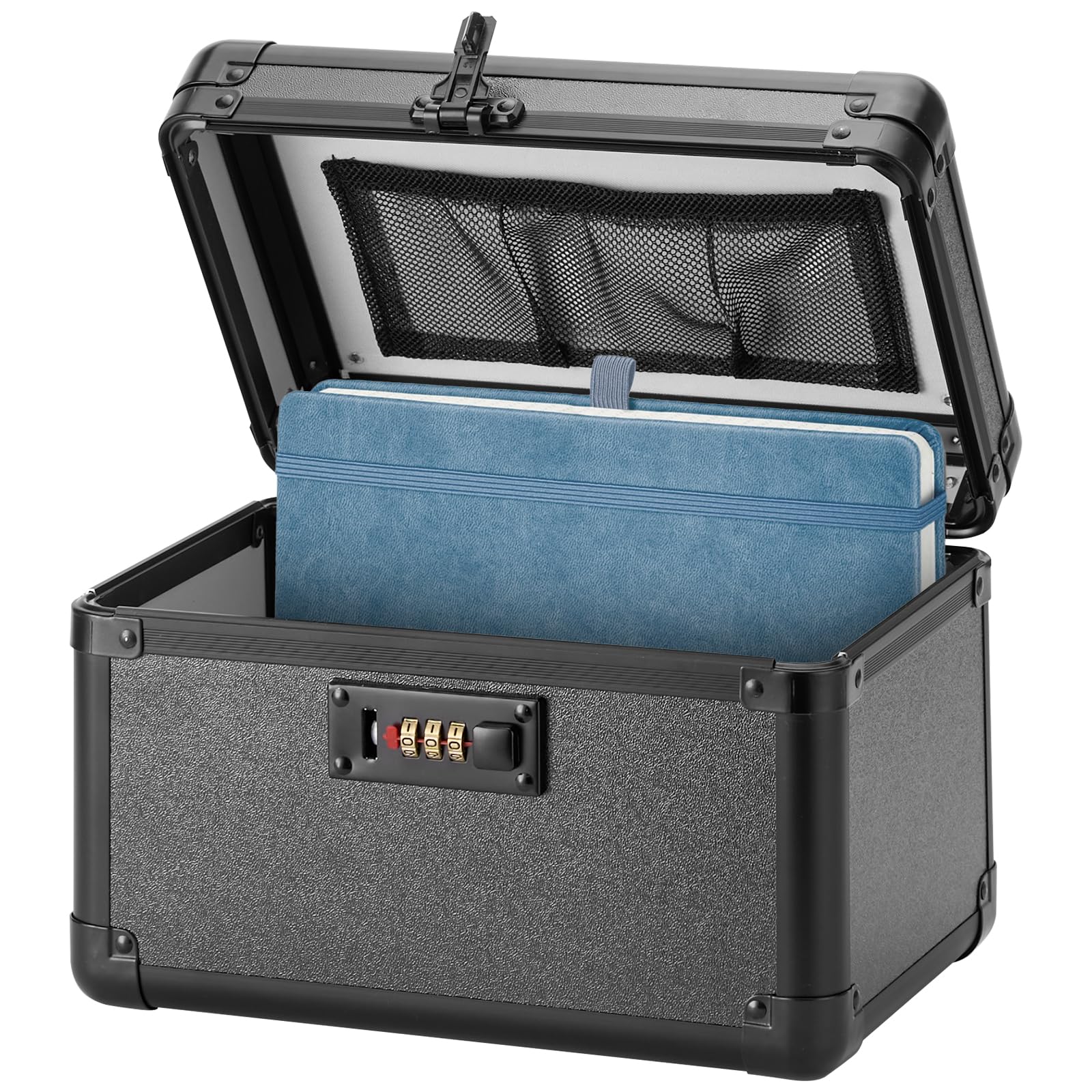 Photo 1 of LOCKCURX Large Lock Box - Security Combination Lock Box, Locking Storage Case for Personal Items and Medicine, Childproof Lockable Lockbox for Home/Office/School, 10.2x6.8x6.9 Inch, Black