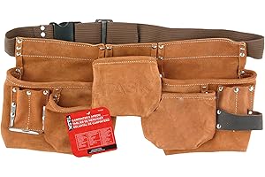 Task Tools Carpenter's Apron 11-Pocket Polyweb Belt, T77255, Saddle Tan