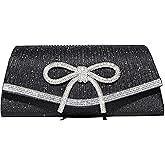 Wytidian Bow Shiny Clutch Purses for Women Sparkly Evening Handbag Glitter Rhinestone Prom Cross Body Wedding Clutch Bags
