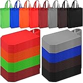 Silkfly 160 Pcs Non Woven Tote Bags Bulk 11.8 x 15 x 4 Inch Large Reusable Grocery Bags with Handles Foldable Fabric Shopping Tote Bag Multicolor Rainbow Gift Bags for Home Party Present Supplies